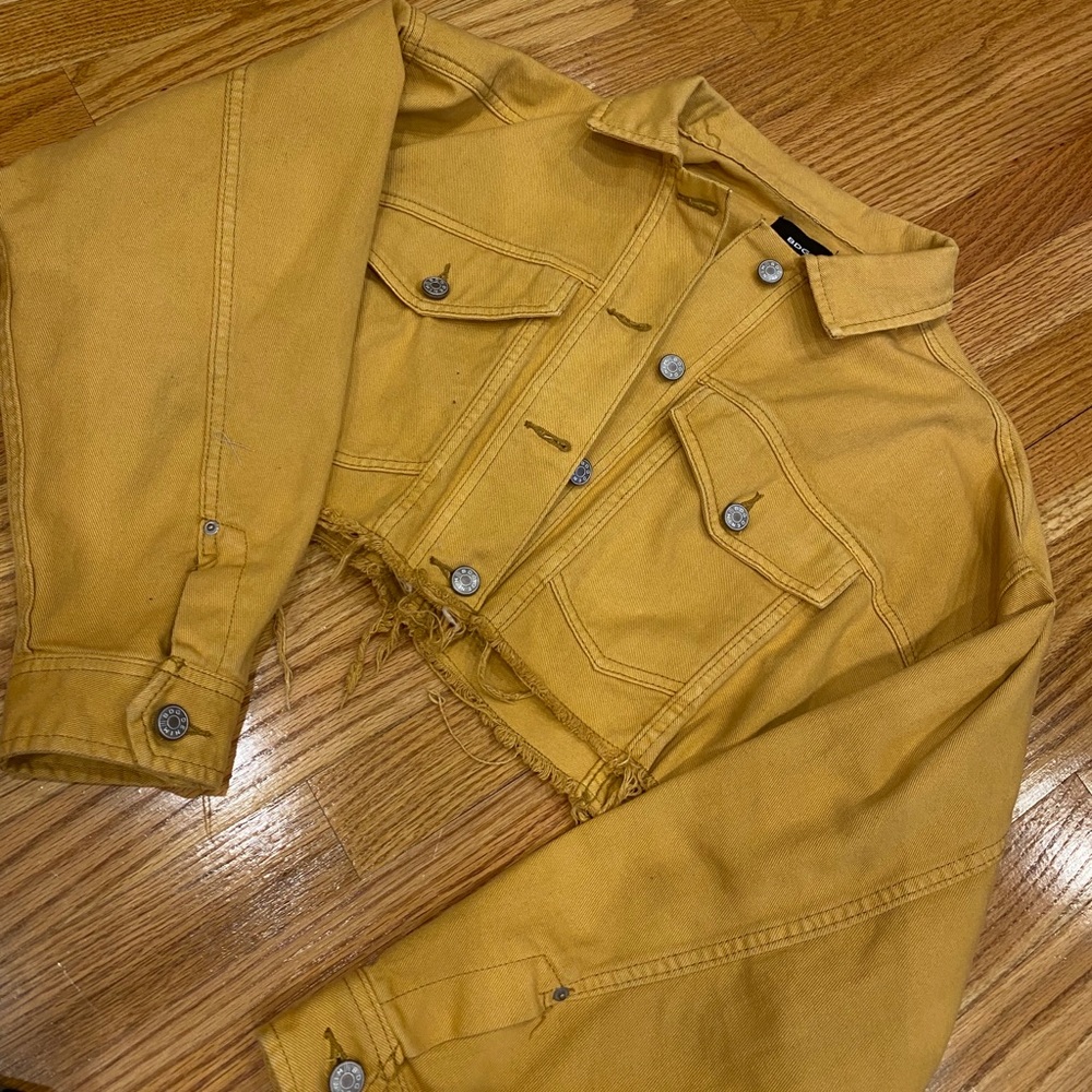Mustard yellow cropped jean jacket